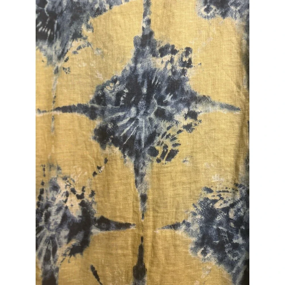 Bellambra Women's Top Made in Italy Linen Tie Dye Blouse Yellow/Blue Medium - Picture 3 of 4